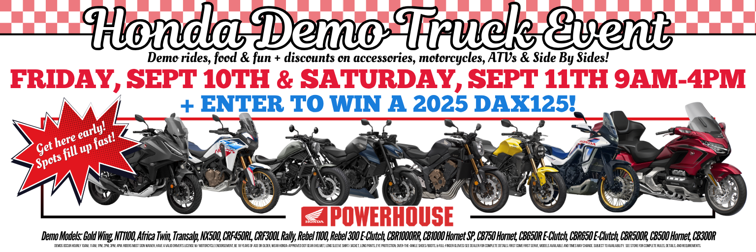Join us Friday September 11th and Saturday September 12th for our Honda Demo Day - demos, food, fun, and deals!