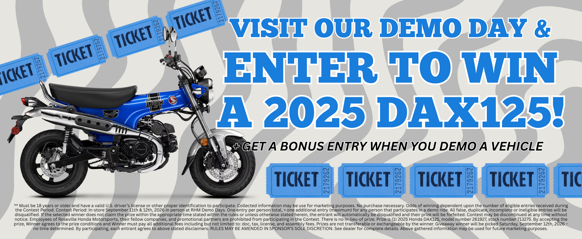 Enter to win a 2026 DAX125!